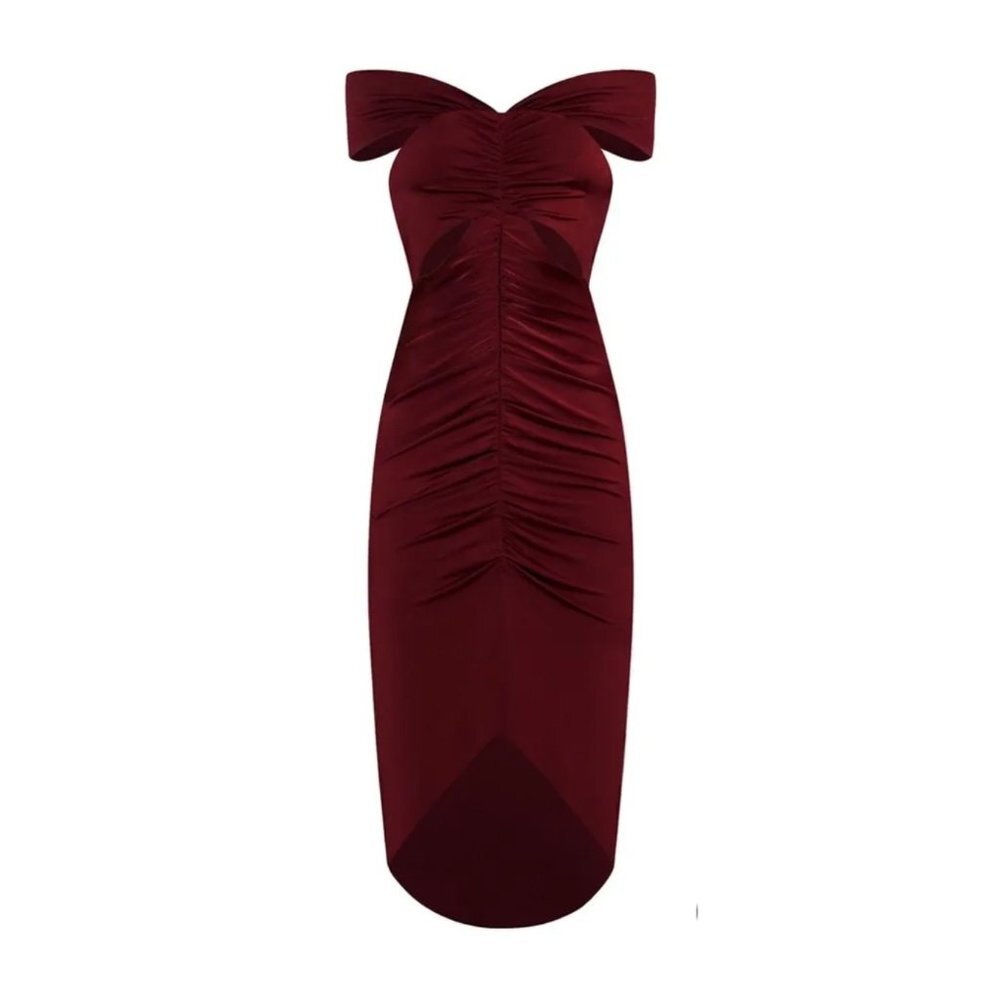 Et Ochs Everly Off The Shoulder Dress Crimson Red Ruched Size 6 NWOT